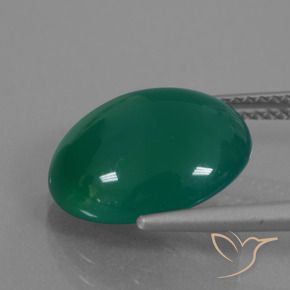 Agate Vert profond moyen naturelle ovale, 6.42 ct, Translucide