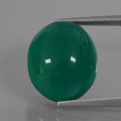 Agate vert naturelle coupe ovale, 7,10 ct, translucide