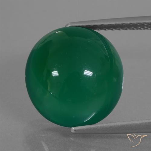 Agate Vert moyen naturelle ovale, 7.02 ct, Translucide