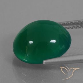 Agate Vert moyen naturelle ovale, 7.02 ct, Translucide