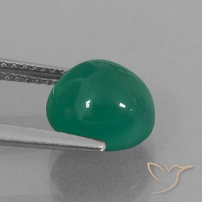 Agate Vert moyen naturelle ovale, 3.05 ct, Translucide