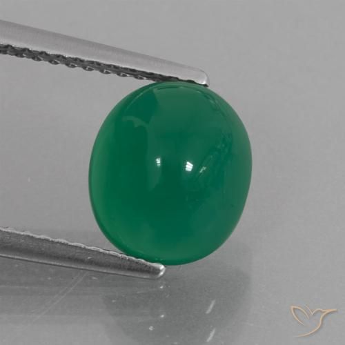 Agate Vert chaud naturelle ovale, 2.83 ct, Translucide