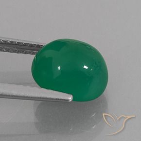 Agate Vert chaud naturelle ovale, 2.83 ct, Translucide
