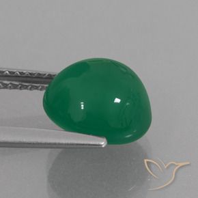 Agate Vert moyen naturelle ovale, 3.09 ct, Translucide