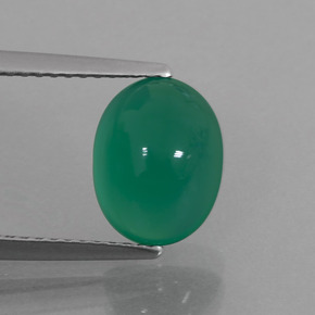 Agate vert naturelle coupe ovale, 2,87 ct, translucide