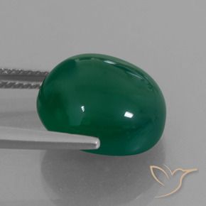 Agate Forêt verte naturelle ovale, 8.23 ct, Translucide