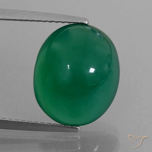 7.30ct Naturel Vert moyen Agate, ovale, Translucide
