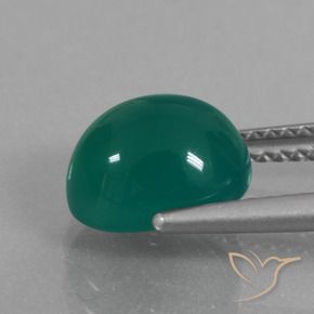 Agate Vert moyen naturelle ovale, 3.02 ct, Translucide