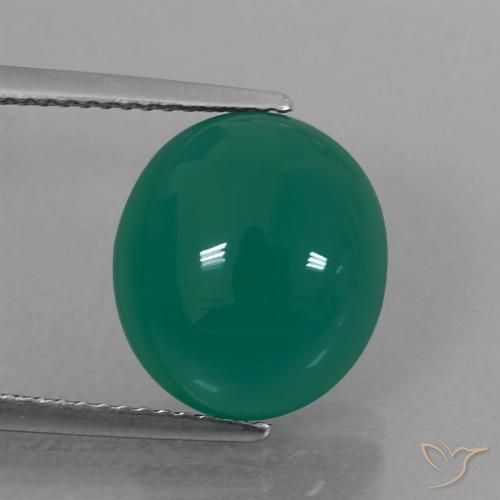 6.30ct Naturel Vert moyen Agate, ovale, Translucide