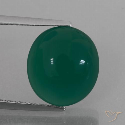 7.17ct Naturel Vert foncé moyen Agate, ovale, Translucide