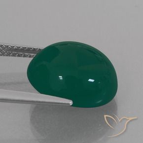 Agate Vert foncé moyen naturelle ovale, 7.17 ct, Translucide