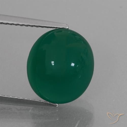 6.73ct Naturel Vert foncé moyen Agate, ovale, Translucide