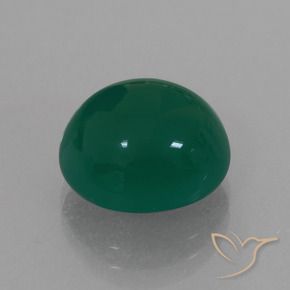 Agate Vert foncé moyen naturelle ovale, 6.73 ct, Translucide