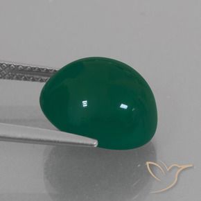 Agate Vert foncé moyen naturelle ovale, 6.73 ct, Translucide