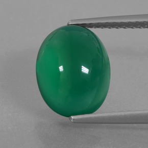 Agate vert naturelle coupe ovale, 3,62 ct, translucide