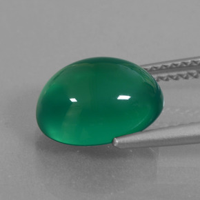 Agate vert naturelle coupe ovale, 3,62 ct, translucide