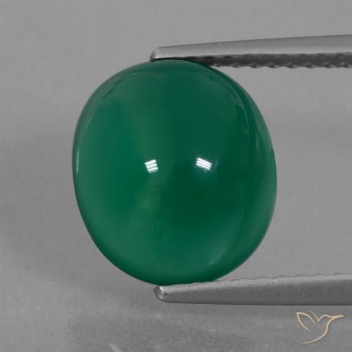 Agate vert naturelle coupe ovale, 4,01 ct, translucide