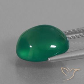 Agate vert naturelle coupe ovale, 4,01 ct, translucide