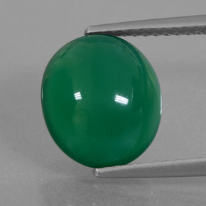 Agate vert naturelle coupe ovale, 4,31 ct, translucide