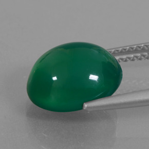 Agate vert naturelle coupe ovale, 4,31 ct, translucide