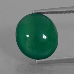 Agate vert naturelle coupe ovale, 3,82 ct, translucide