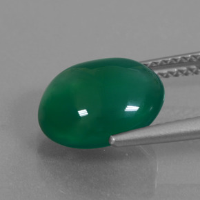 Agate vert naturelle coupe ovale, 3,82 ct, translucide
