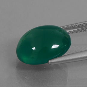 Agate vert forêt naturelle coupe ovale, 3,89 ct, translucide