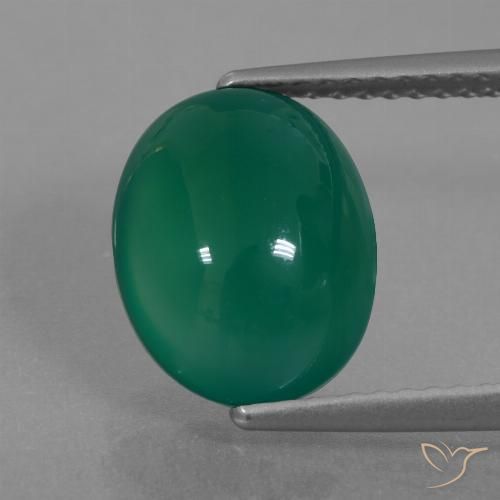 3.40ct Naturel Vert moyen Agate, ovale, Translucide