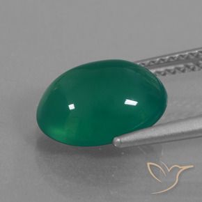 Agate Vert moyen naturelle ovale, 3.40 ct, Translucide