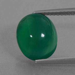 Agate vert naturelle coupe ovale, 3,76 ct, translucide