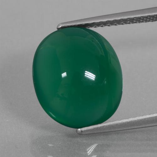 Agate vert naturelle coupe ovale, 5,79 ct, translucide