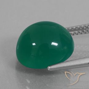 Agate Vert moyen naturelle ovale, 6.52 ct, Translucide