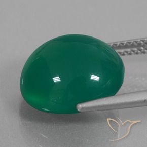 Agate Vert moyen naturelle ovale, 7.60 ct, Translucide