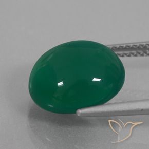 Agate Forêt verte naturelle ovale, 6.78 ct, Translucide