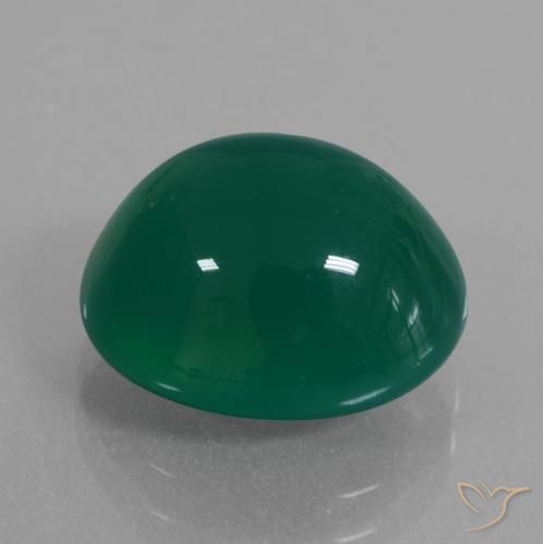 Agate Vert naturelle Coupe ovale, 6.61 ct, Translucide