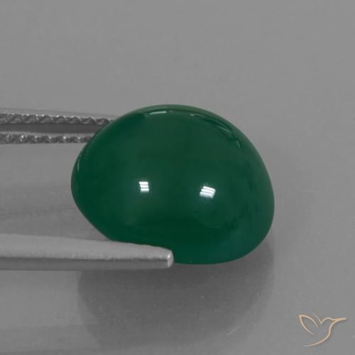 Agate Vert jaunâtre naturelle ovale, 6.28 ct, Translucide