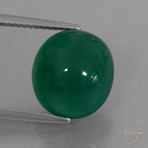 7.21ct Naturel Vert moyen Agate, ovale, Translucide, Photo A