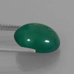 Agate vert naturelle coupe ovale, 5,74 ct, translucide