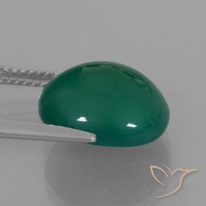 Agate Forêt verte naturelle ovale, 7.06 ct, Translucide