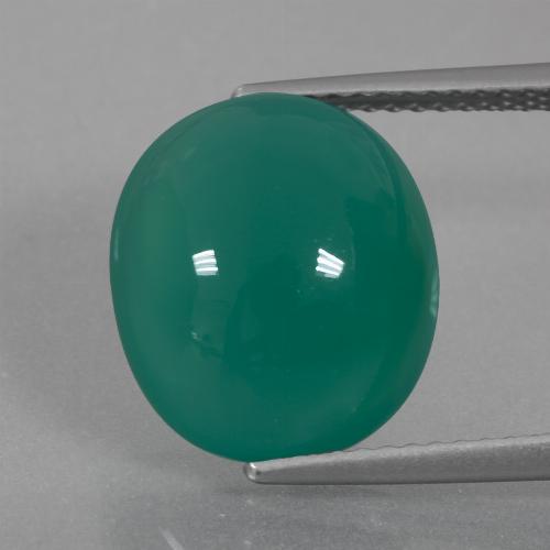 Agate vert naturelle coupe ovale, 7,10 ct, translucide