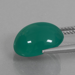 Agate vert naturelle coupe ovale, 7,10 ct, translucide