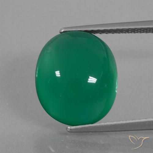 7.77ct Naturel Vert moyen Agate, ovale, Translucide
