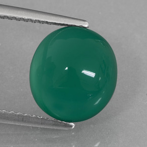 Agate vert naturelle coupe ovale, 4,11 ct, translucide
