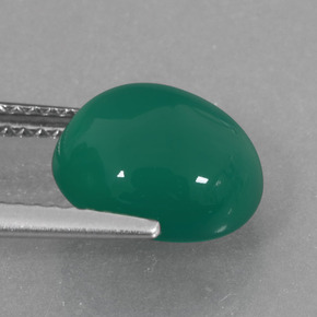 Agate vert naturelle coupe ovale, 4,11 ct, translucide