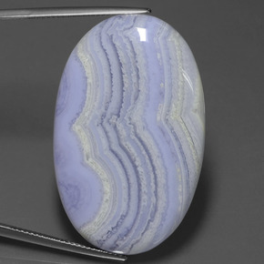 Agate bleue naturelle coupe ovale, 57,92 ct, opaque