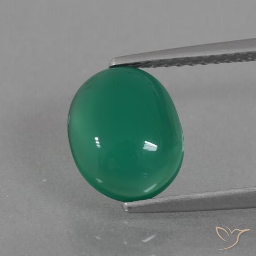 Agate Vert moyen naturelle ovale, 2.11 ct, Translucide