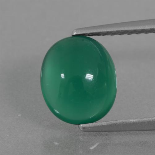 Agate Forêt verte naturelle Coupe ovale, 2.08 ct, Translucide