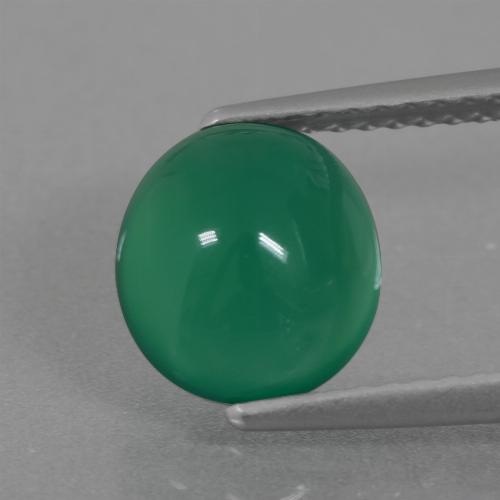 Agate vert naturelle coupe ovale, 2,49 ct, translucide