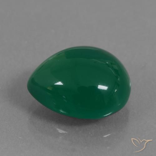 Agate Vert jaunâtre naturelle En forme de poire, 7.10 ct, Translucide
