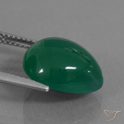 Agate Vert jaunâtre naturelle En forme de poire, 7.10 ct, Translucide